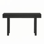 Mesa consola estrecha con detalle de ratán y 2 cajones – Negro antiguo