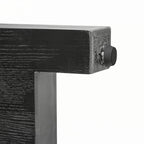 Mesa consola estrecha con detalle de ratán y 2 cajones – Negro antiguo