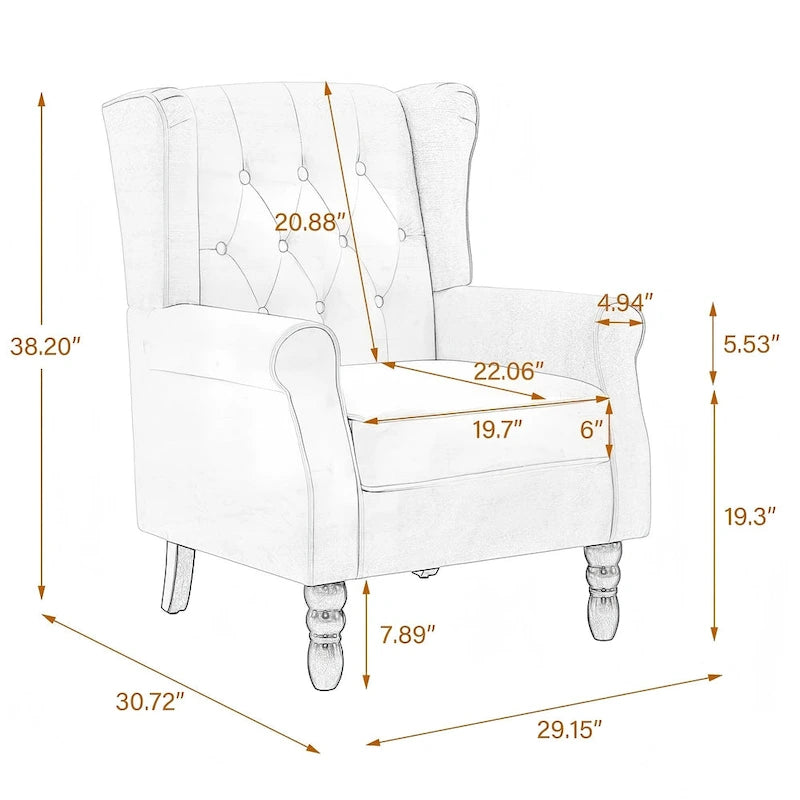 Juego de 2 sillones decorativos tapizados en piel vegana con botones
