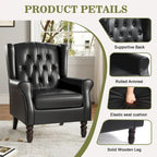 Juego de 2 sillones decorativos tapizados en piel vegana con botones