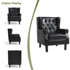 Juego de 2 sillones decorativos tapizados en piel vegana con botones