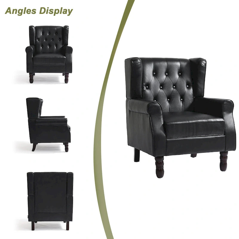 Juego de 2 sillones decorativos tapizados en piel vegana con botones