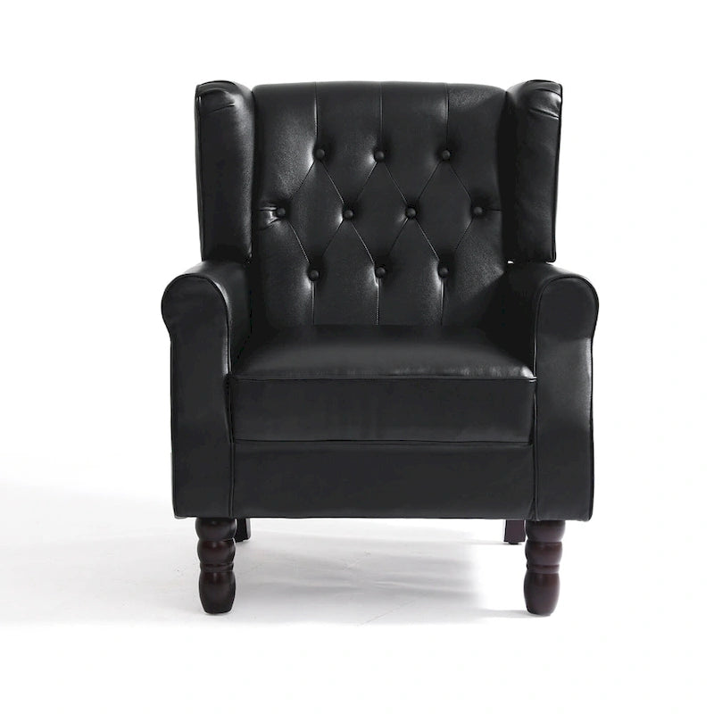 Juego de 2 sillones decorativos tapizados en piel vegana con botones