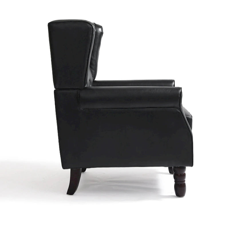 Juego de 2 sillones decorativos tapizados en piel vegana con botones