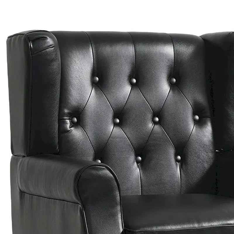 Juego de 2 sillones decorativos tapizados en piel vegana con botones
