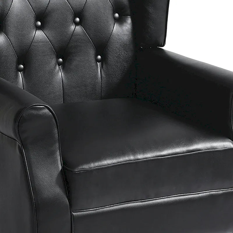 Juego de 2 sillones decorativos tapizados en piel vegana con botones