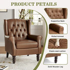 Juego de 2 sillones decorativos tapizados en piel vegana con botones