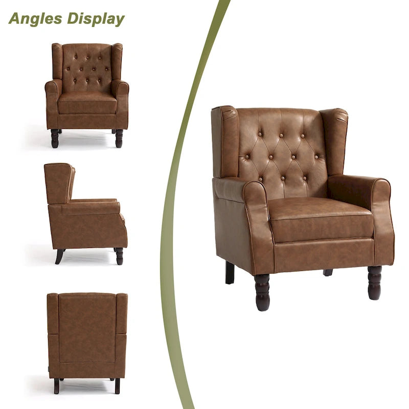Juego de 2 sillones decorativos tapizados en piel vegana con botones