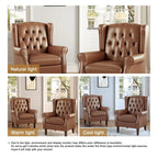 Juego de 2 sillones decorativos tapizados en piel vegana con botones