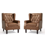Juego de 2 sillones decorativos tapizados en piel vegana con botones