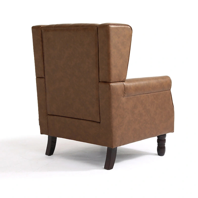 Juego de 2 sillones decorativos tapizados en piel vegana con botones