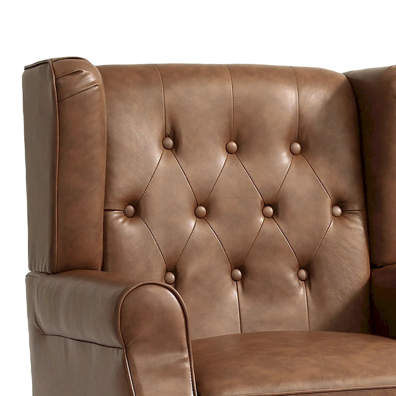 Juego de 2 sillones decorativos tapizados en piel vegana con botones
