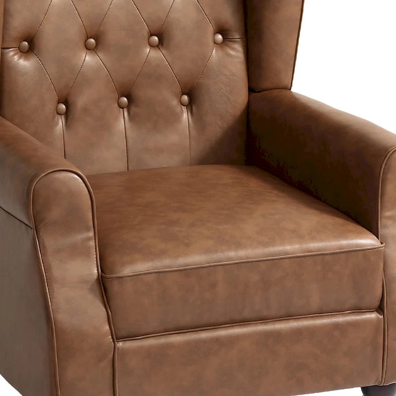Juego de 2 sillones decorativos tapizados en piel vegana con botones