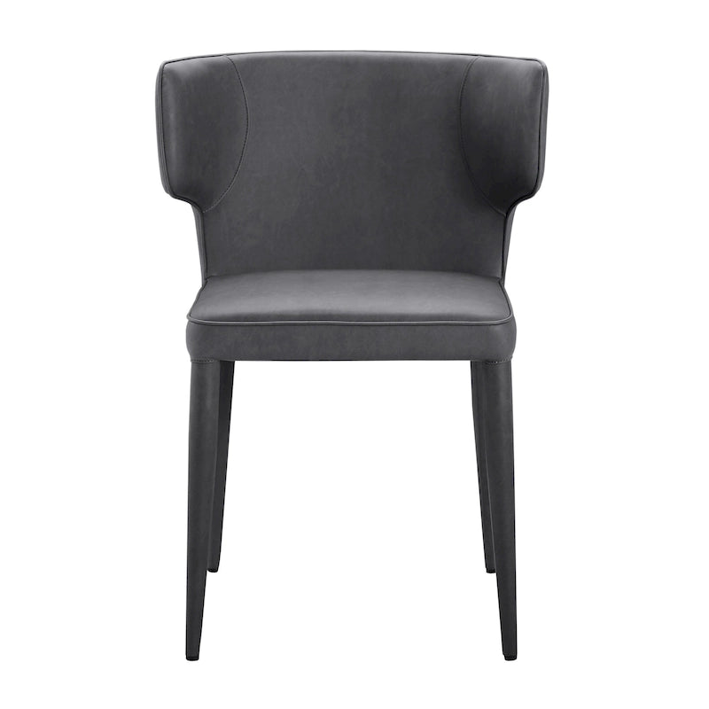 Moderner verlängerter Wingback-Esszimmerstuhl aus Leder
