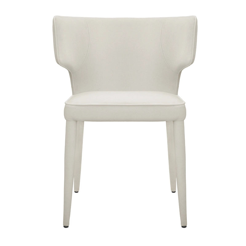 Silla de comedor moderna de cuero con respaldo alto y alas extendidas