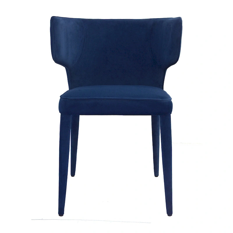 Silla de comedor moderna de cuero con respaldo alto y alas extendidas