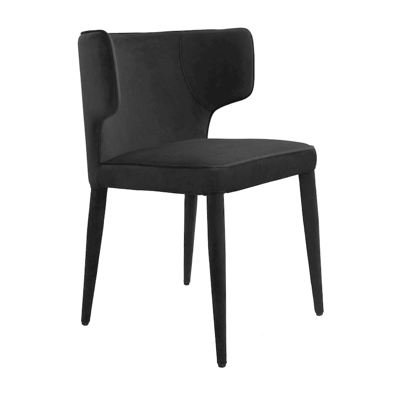 Silla de comedor moderna de cuero con respaldo alto y alas extendidas