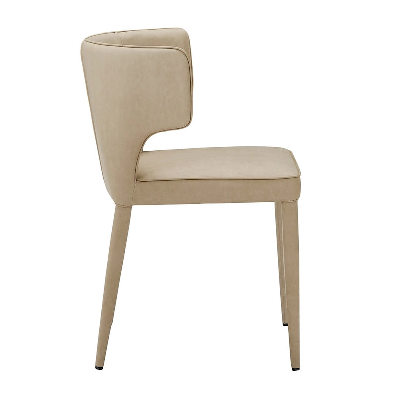 Moderner verlängerter Wingback-Esszimmerstuhl aus Leder