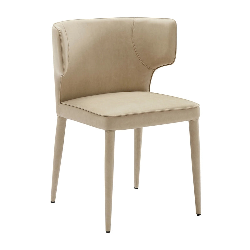 Moderner verlängerter Wingback-Esszimmerstuhl aus Leder