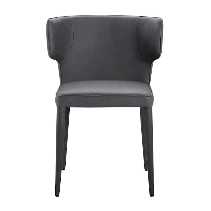 Moderner verlängerter Wingback-Esszimmerstuhl aus Leder