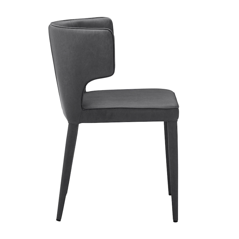 Moderner verlängerter Wingback-Esszimmerstuhl aus Leder