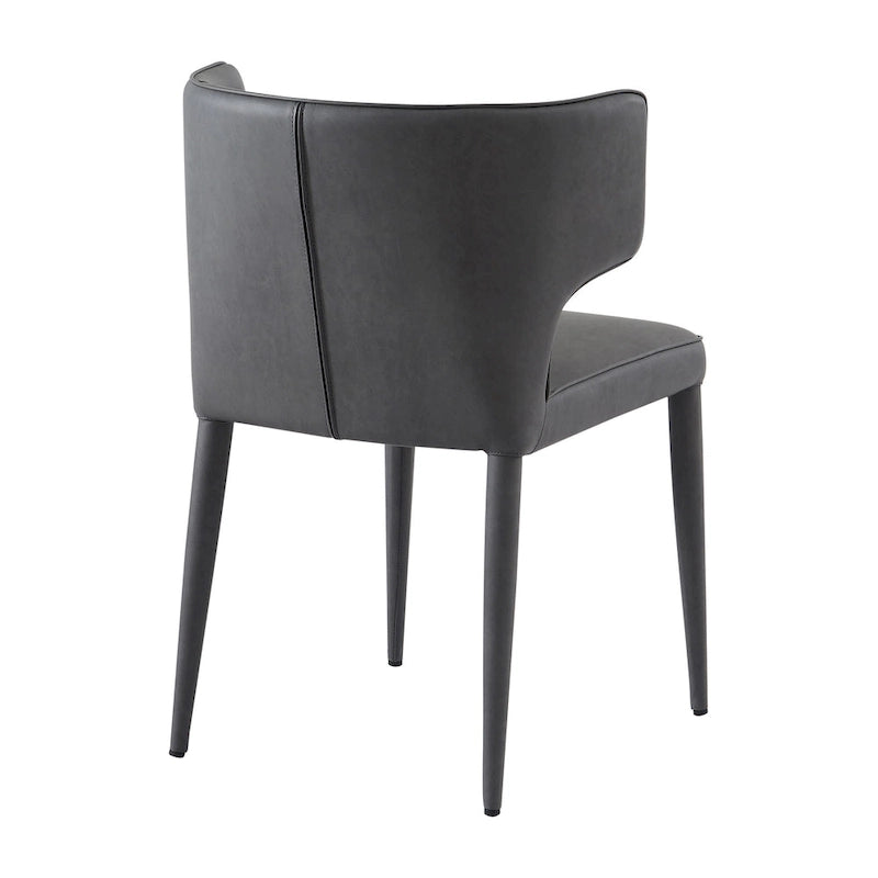 Moderner verlängerter Wingback-Esszimmerstuhl aus Leder