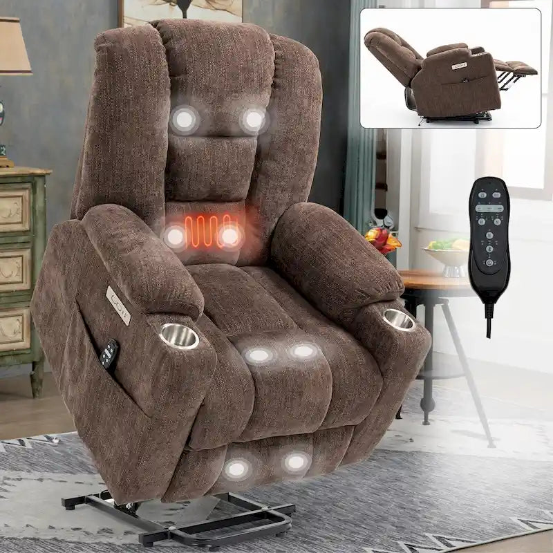 Sillón reclinable Power Lift con masaje, calor y puertos USB