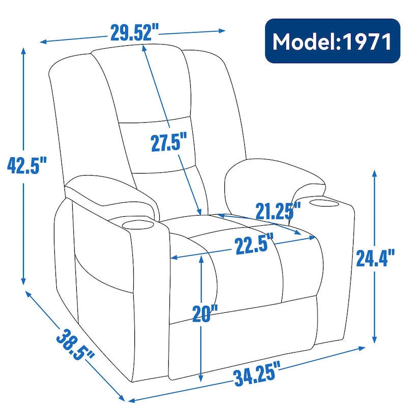 Sillón reclinable Power Lift con masaje, calor y puertos USB