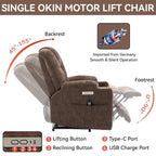 Sillón reclinable Power Lift con masaje, calor y puertos USB