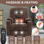Sillón reclinable Power Lift con masaje, calor y puertos USB