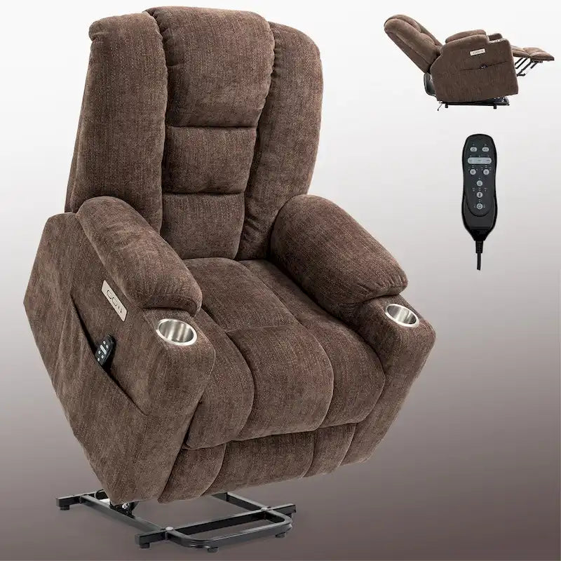 Sillón reclinable Power Lift con masaje, calor y puertos USB
