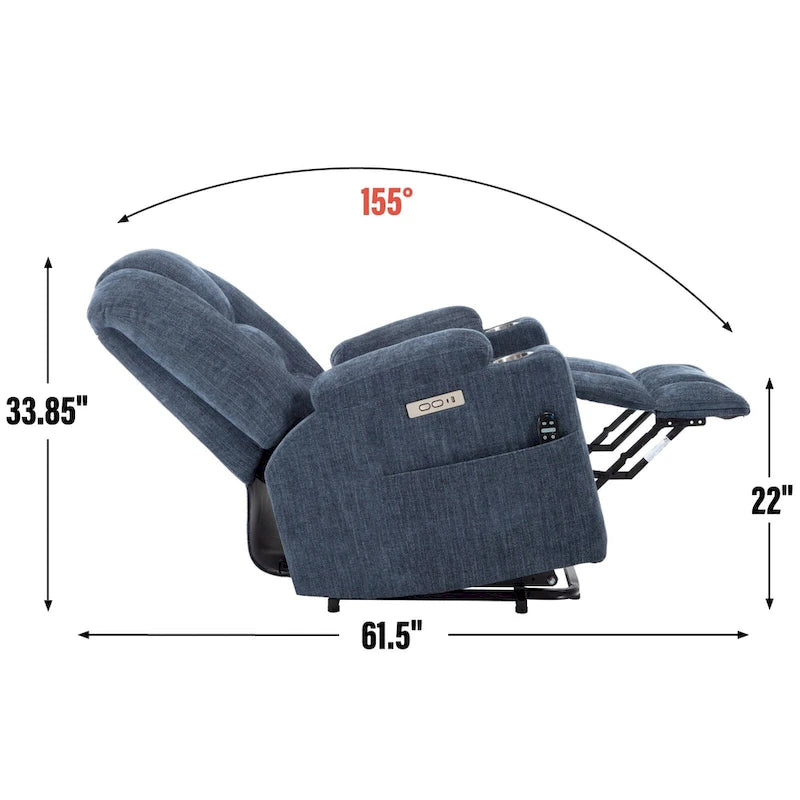 Sillón reclinable Power Lift con masaje, calor y puertos USB