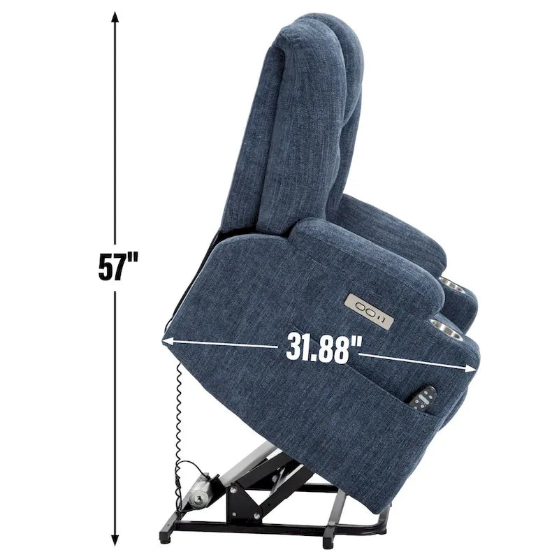 Sillón reclinable Power Lift con masaje, calor y puertos USB