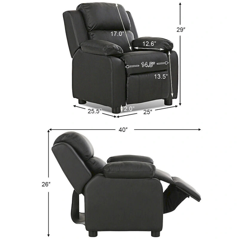 Deluxe gepolsterter Kindersofa-Sessel mit Kopfstütze und Liegefunktion