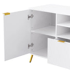Unidad de pared de entretenimiento de 112.5" con 13 estantes, 8 cajones y 2 gabinetes para televisores de hasta 70"