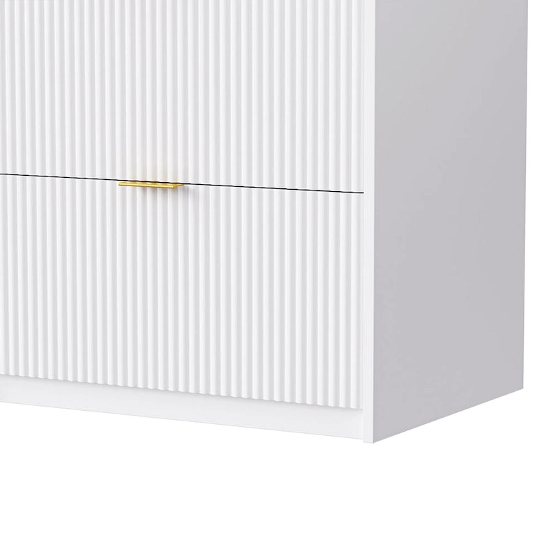 Unidad de pared de entretenimiento de 112.5" con 13 estantes, 8 cajones y 2 gabinetes para televisores de hasta 70"