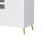 Unidad de pared de entretenimiento de 112.5" con 13 estantes, 8 cajones y 2 gabinetes para televisores de hasta 70"