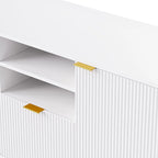 Unidad de pared de entretenimiento de 112.5" con 13 estantes, 8 cajones y 2 gabinetes para televisores de hasta 70"