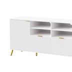 Unidad de pared de entretenimiento de 112.5" con 13 estantes, 8 cajones y 2 gabinetes para televisores de hasta 70"