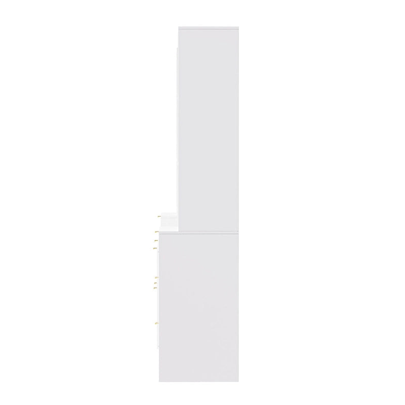 Unidad de pared de entretenimiento de 112.5" con 13 estantes, 8 cajones y 2 gabinetes para televisores de hasta 70"