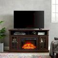 Mueble de TV de 58" con chimenea eléctrica y almacenamiento abierto y cerrado para televisores de hasta 65"