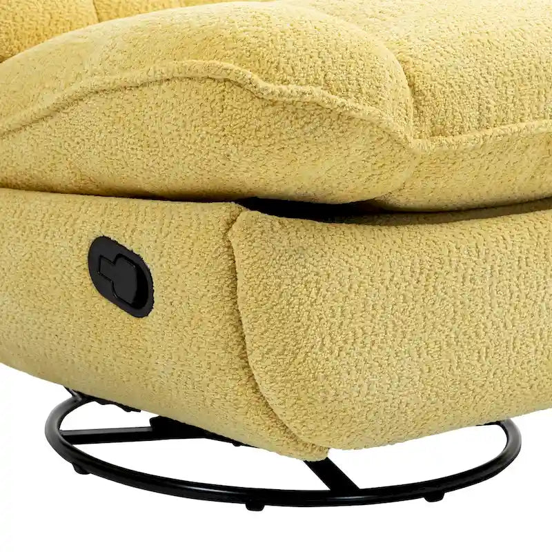 Übergroßer gepolsterter Chenille-Relaxsessel mit 360°-Drehfunktion, Gleitfunktion, manueller Verstellung, verlängertem Fußteil und getufteter Rückenlehne