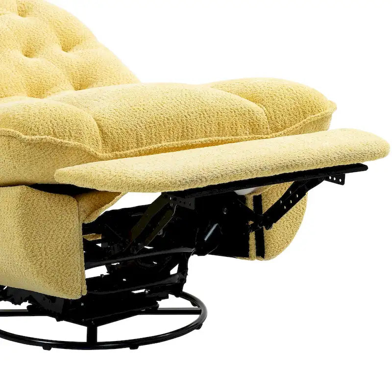 Übergroßer gepolsterter Chenille-Relaxsessel mit 360°-Drehfunktion, Gleitfunktion, manueller Verstellung, verlängertem Fußteil und getufteter Rückenlehne