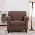 Sillón decorativo marrón con adornos de tachuelas, 37.4"