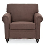 Sillón decorativo marrón con adornos de tachuelas, 37.4"