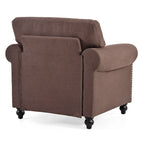 Sillón decorativo marrón con adornos de tachuelas, 37.4"