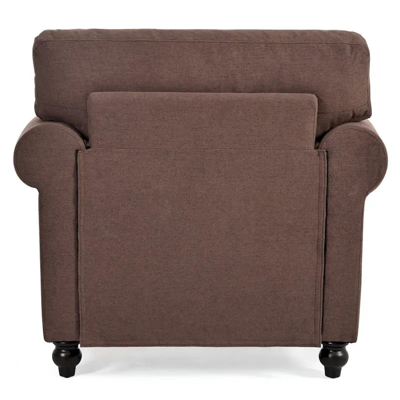 Sillón decorativo marrón con adornos de tachuelas, 37.4"