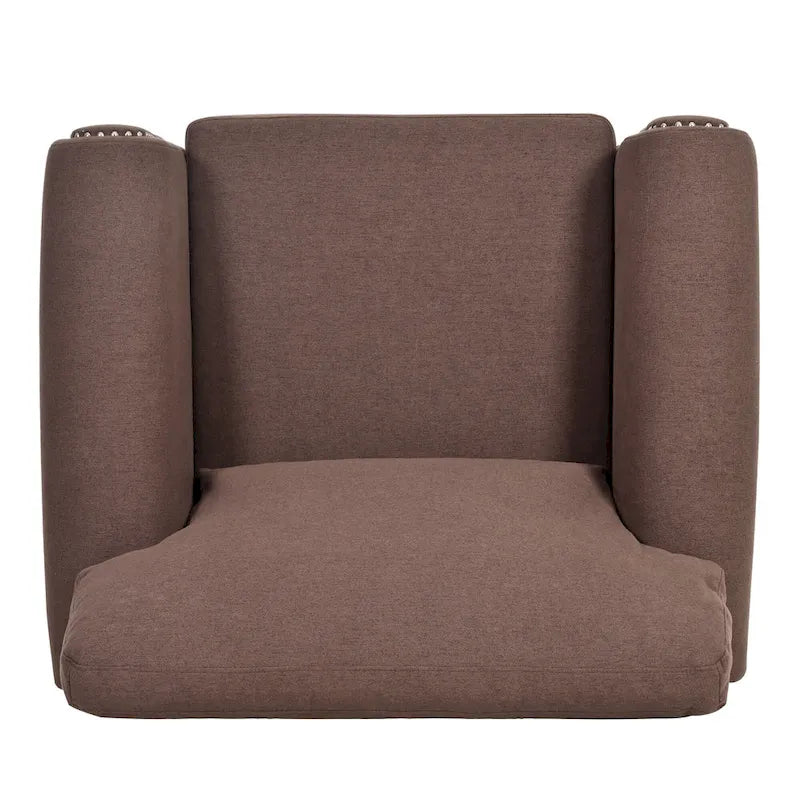 Sillón decorativo marrón con adornos de tachuelas, 37.4"