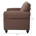 Sillón decorativo marrón con adornos de tachuelas, 37.4"