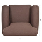 Sillón decorativo marrón con adornos de tachuelas, 37.4"